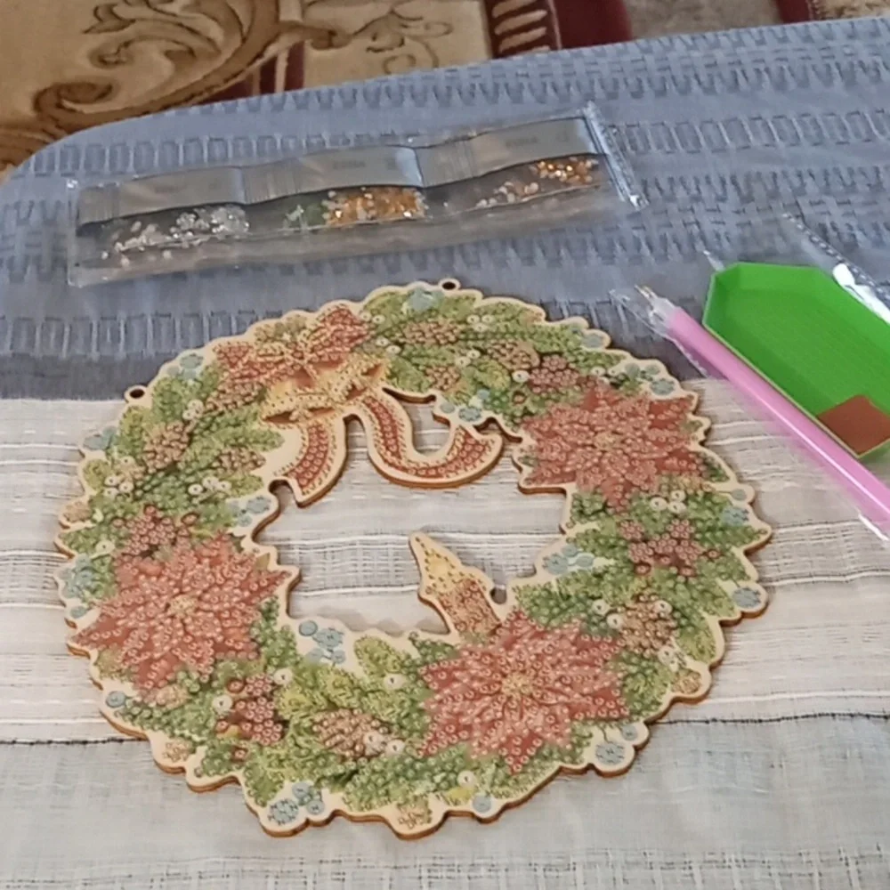 Festive Beaded Diamond Art Holiday Wreath Kit